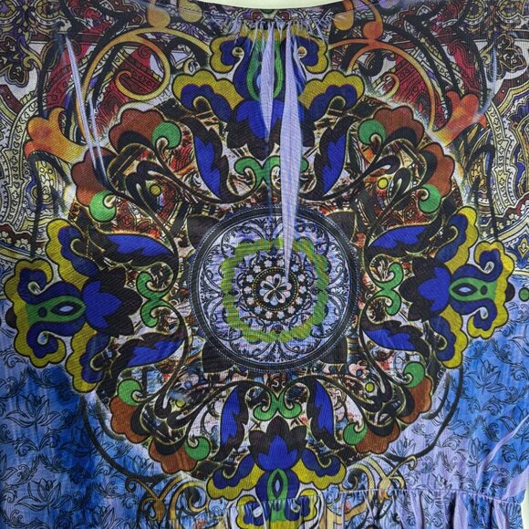 VTG Y2K Apt.‎ 9 Purple Paisley Kaleidescope BabyDoll Dress Metal Bull Ring Sz M - Picture 11 of 11